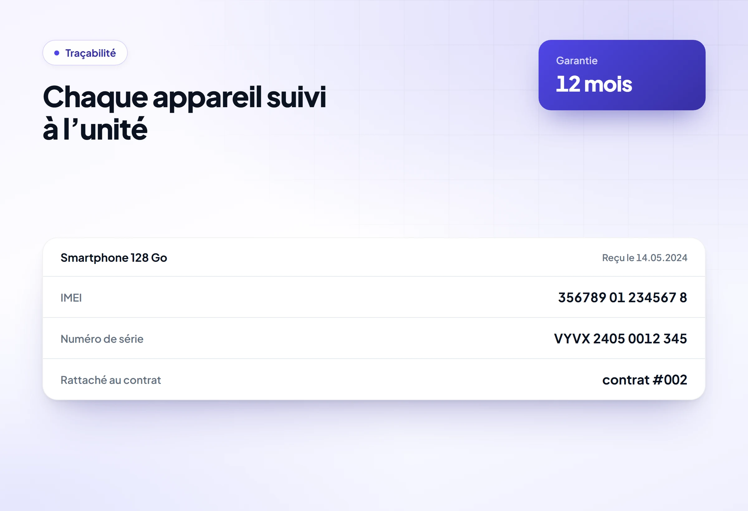 Suivi Vyvex des appareils par IMEI et numéro de série
